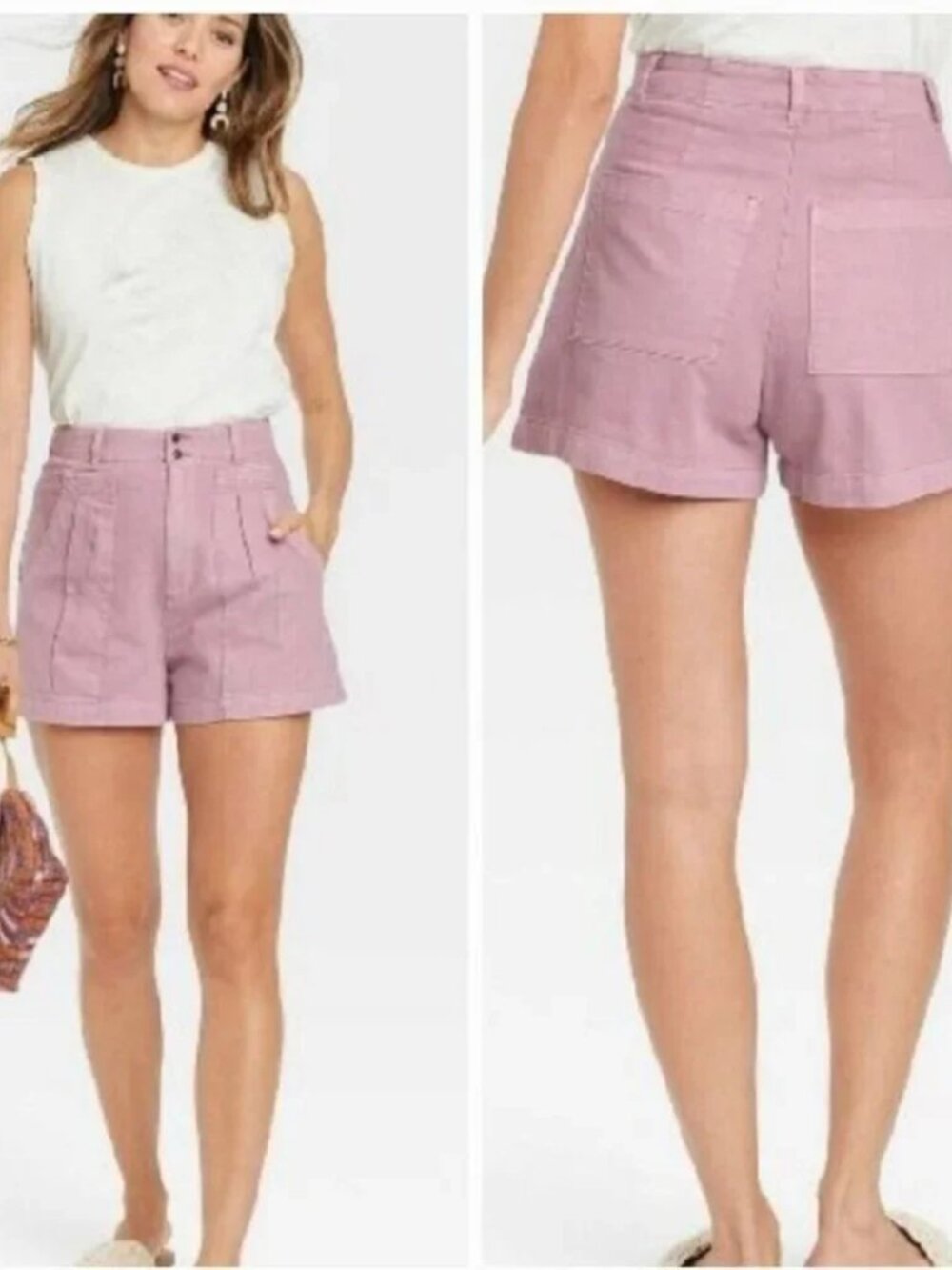 Universal Thread NWT Orchid Lane Pink Pleated High Waisted Denim Shorts